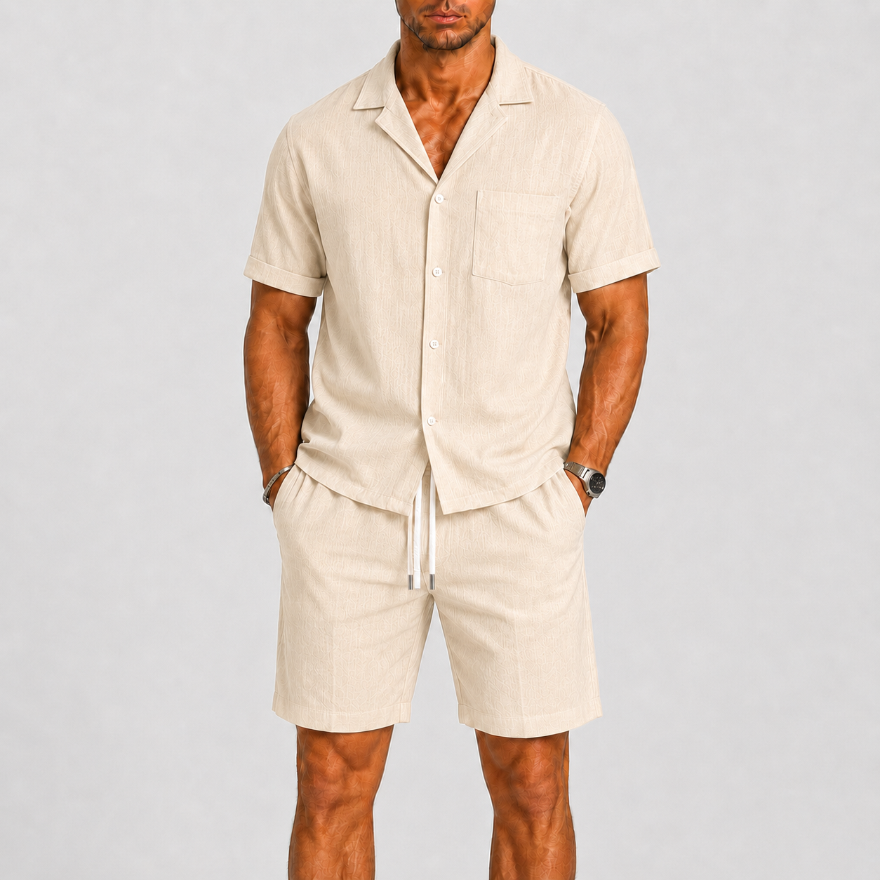 Completo estivo uomo con camicia e pantaloni corti – set coordinato | Bella di Roma