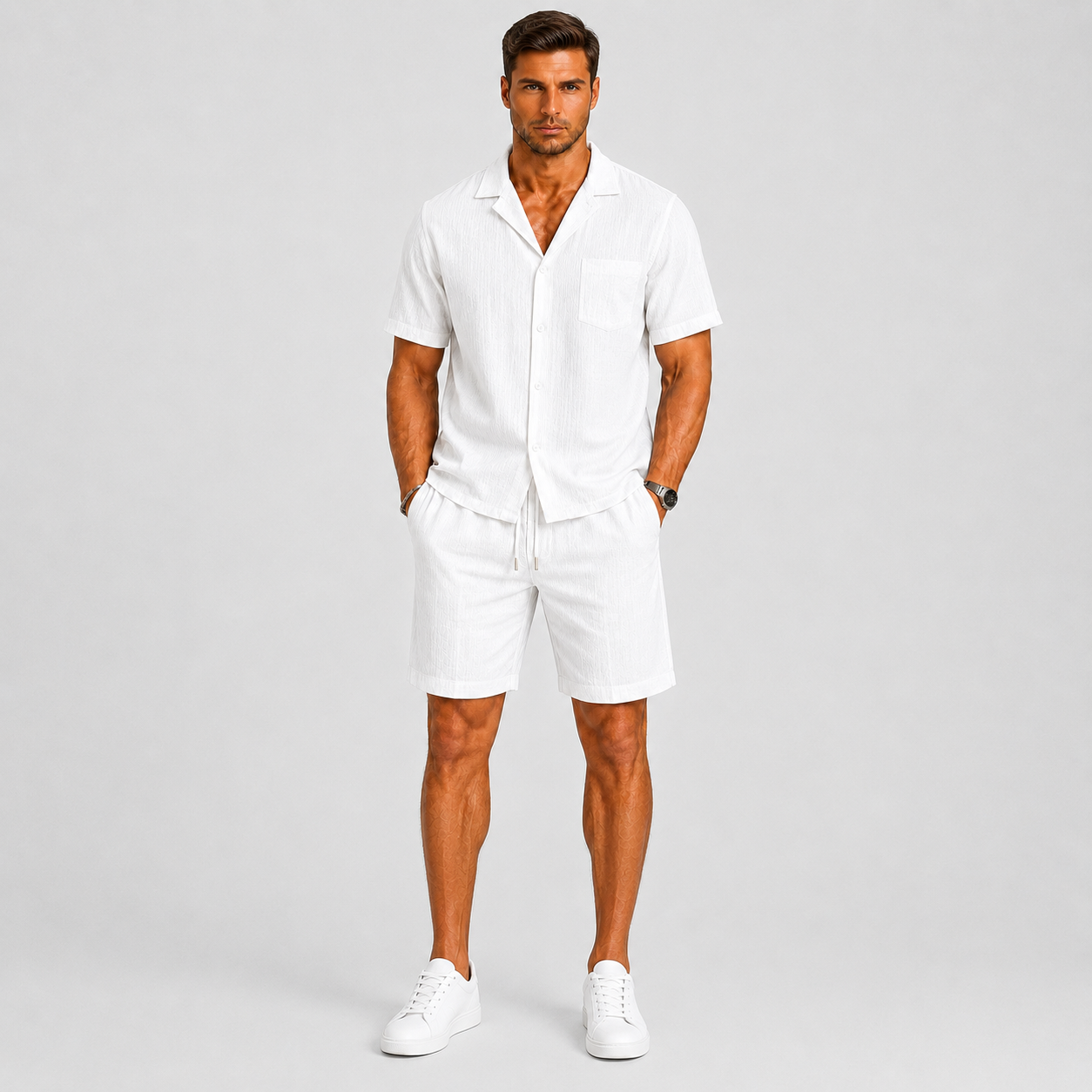 Completo estivo uomo con camicia – vista frontale | Bella di Roma