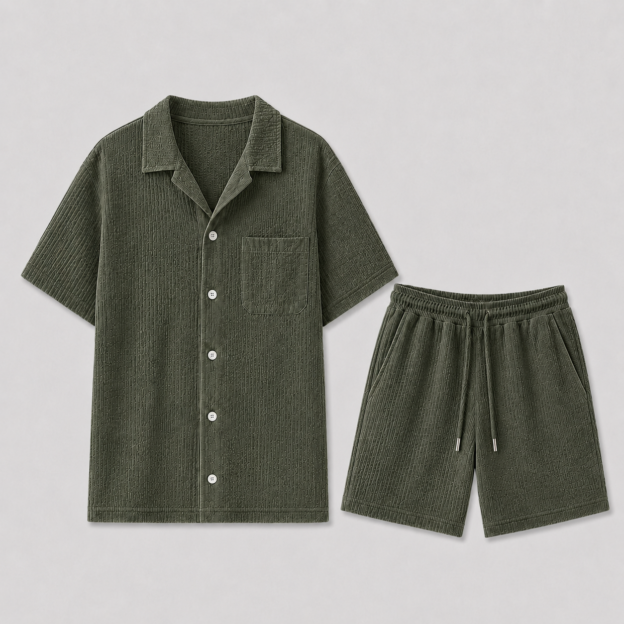 Set uomo in velluto a coste con camicia e pantaloni corti | Bella di Roma