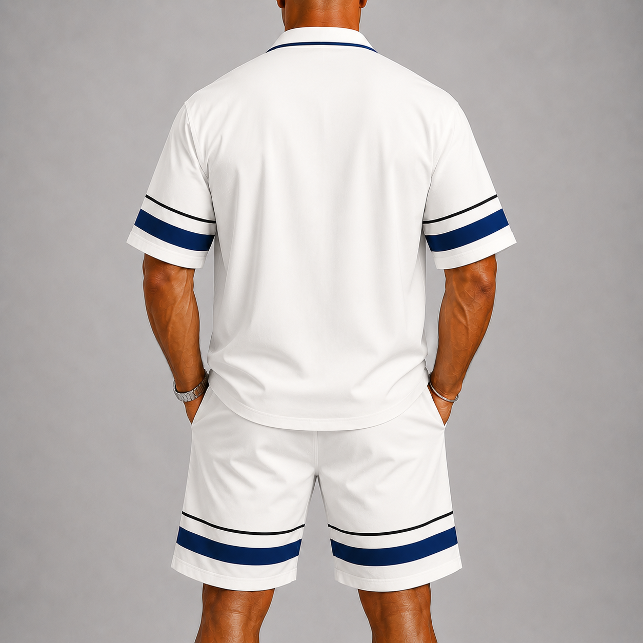 Completo estivo uomo con stampa geometrica – look completo | Bella di Roma