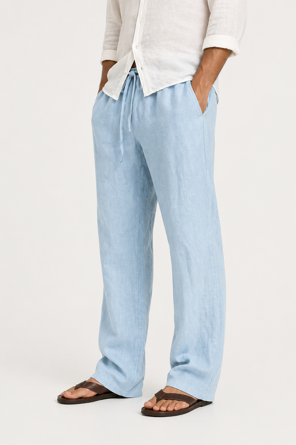 Pantaloni da uomo in look lino comfort fit con coulisse | Lunelle