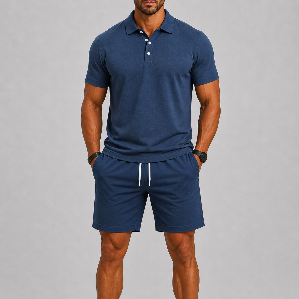 Set sportivo uomo con polo e pantaloni corti – look sportivo | Bella di Roma