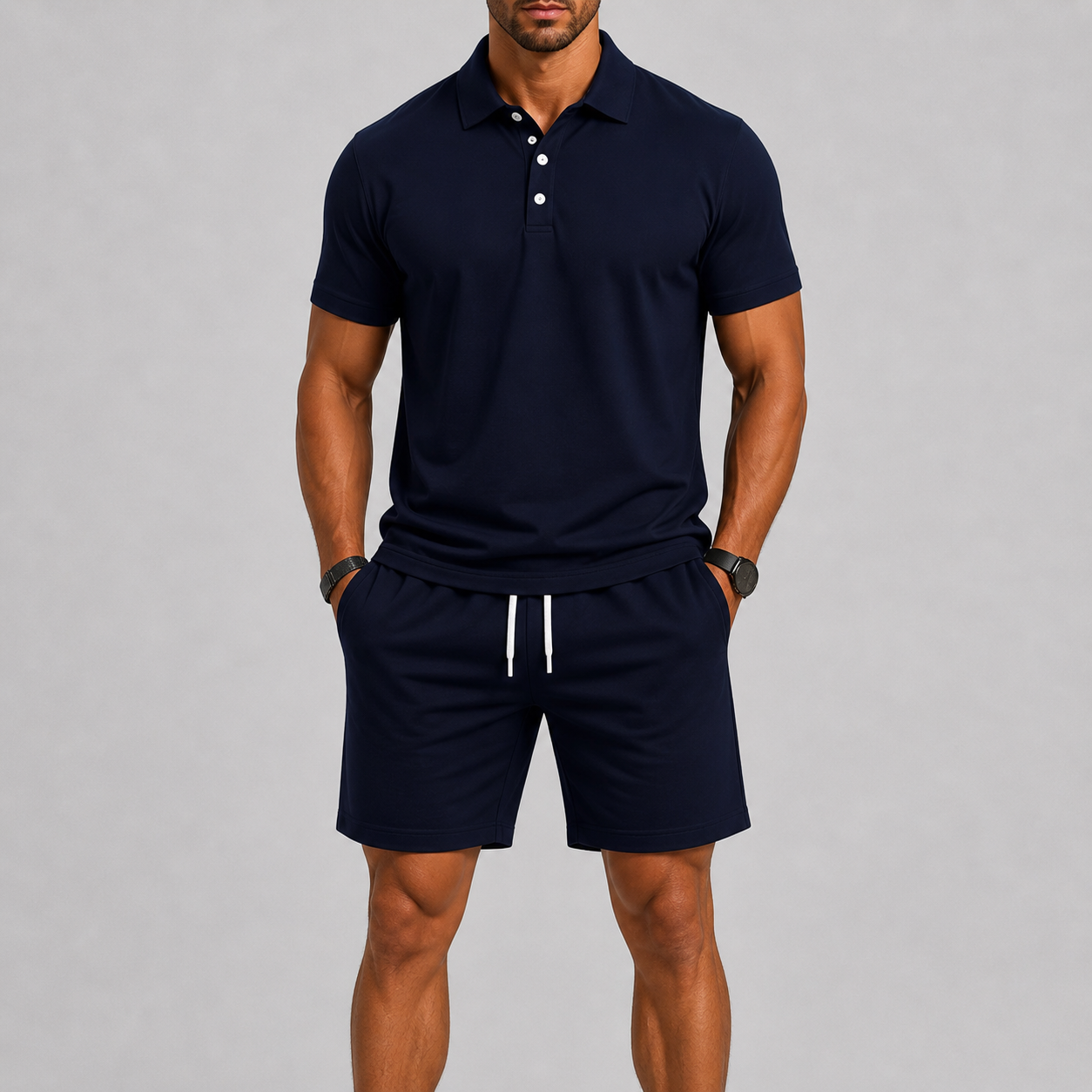 Set sportivo uomo con polo e pantaloni corti – set coordinato | Bella di Roma