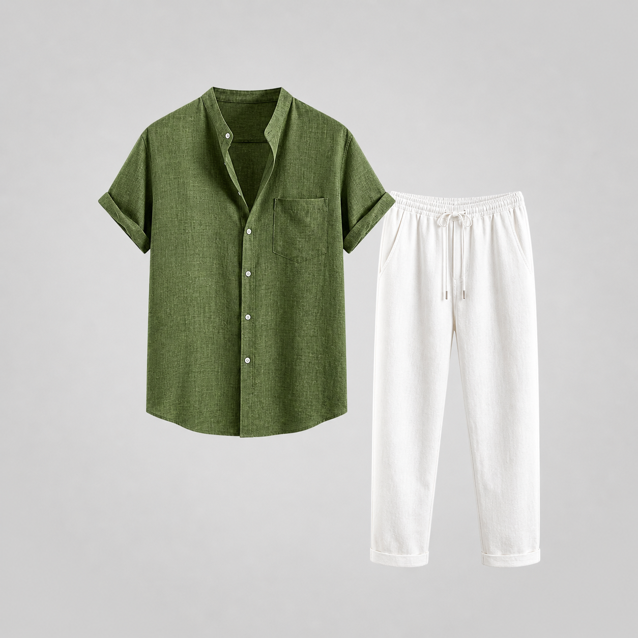 Set uomo in lino con camicia e pantaloni lunghi | Bella di Roma