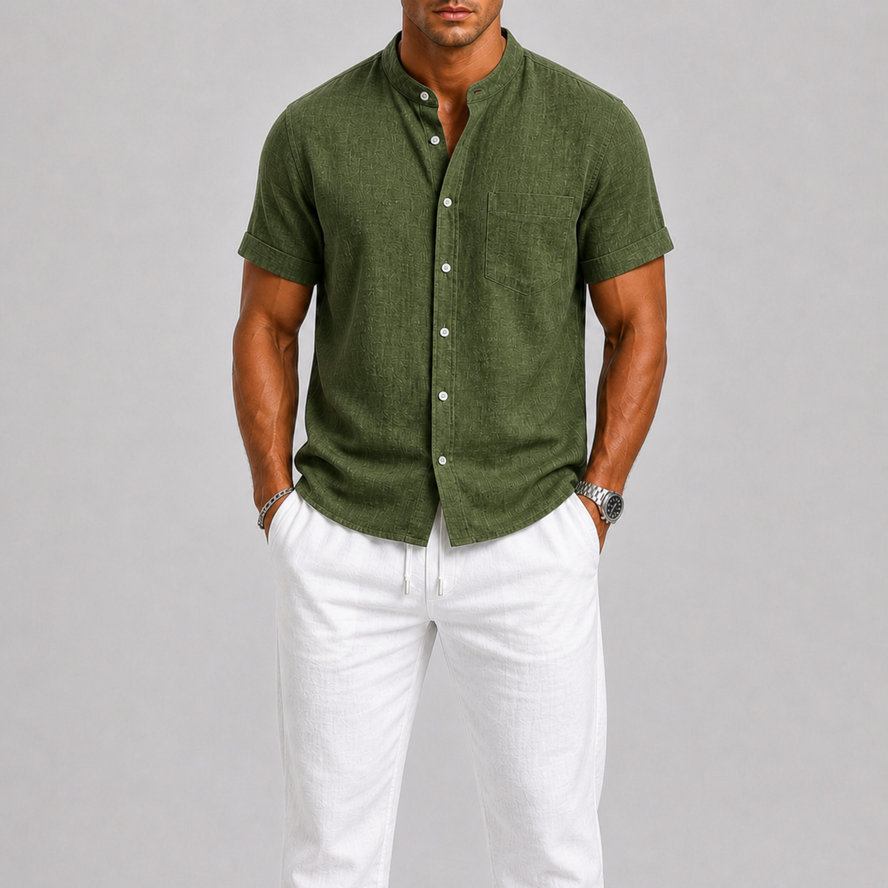 Set uomo in lino con pantaloni lunghi – variante di colore | Bella di Roma
