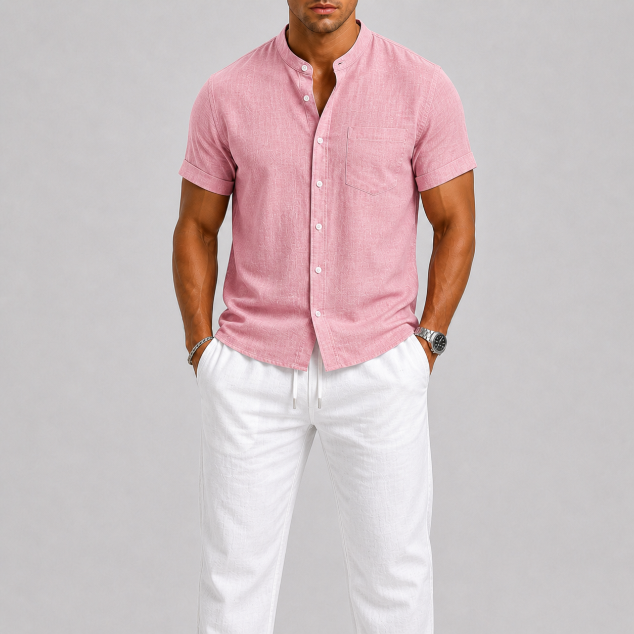 Set uomo in lino con camicia – look estivo leggero | Bella di Roma