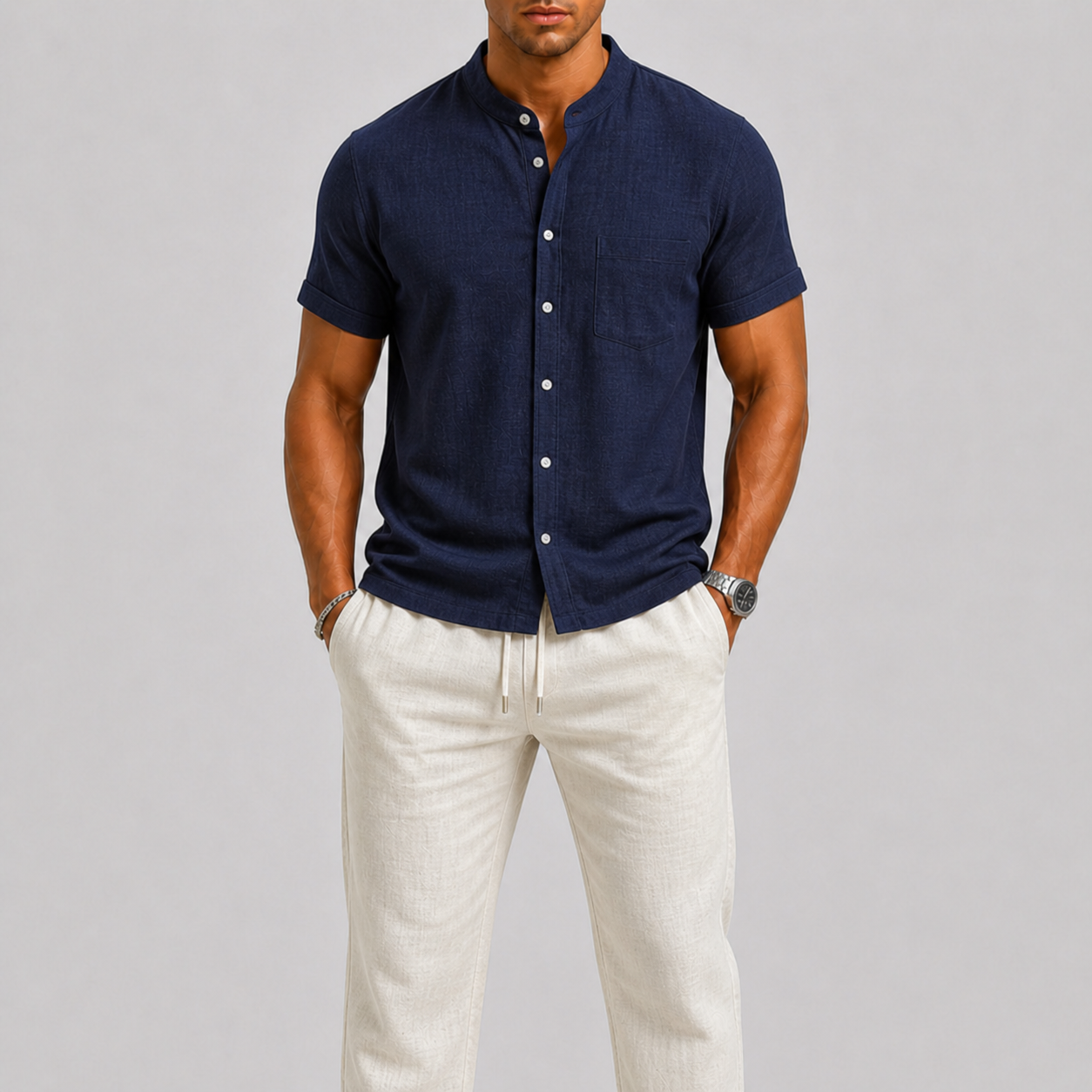 Set uomo in lino – vista frontale | Bella di Roma