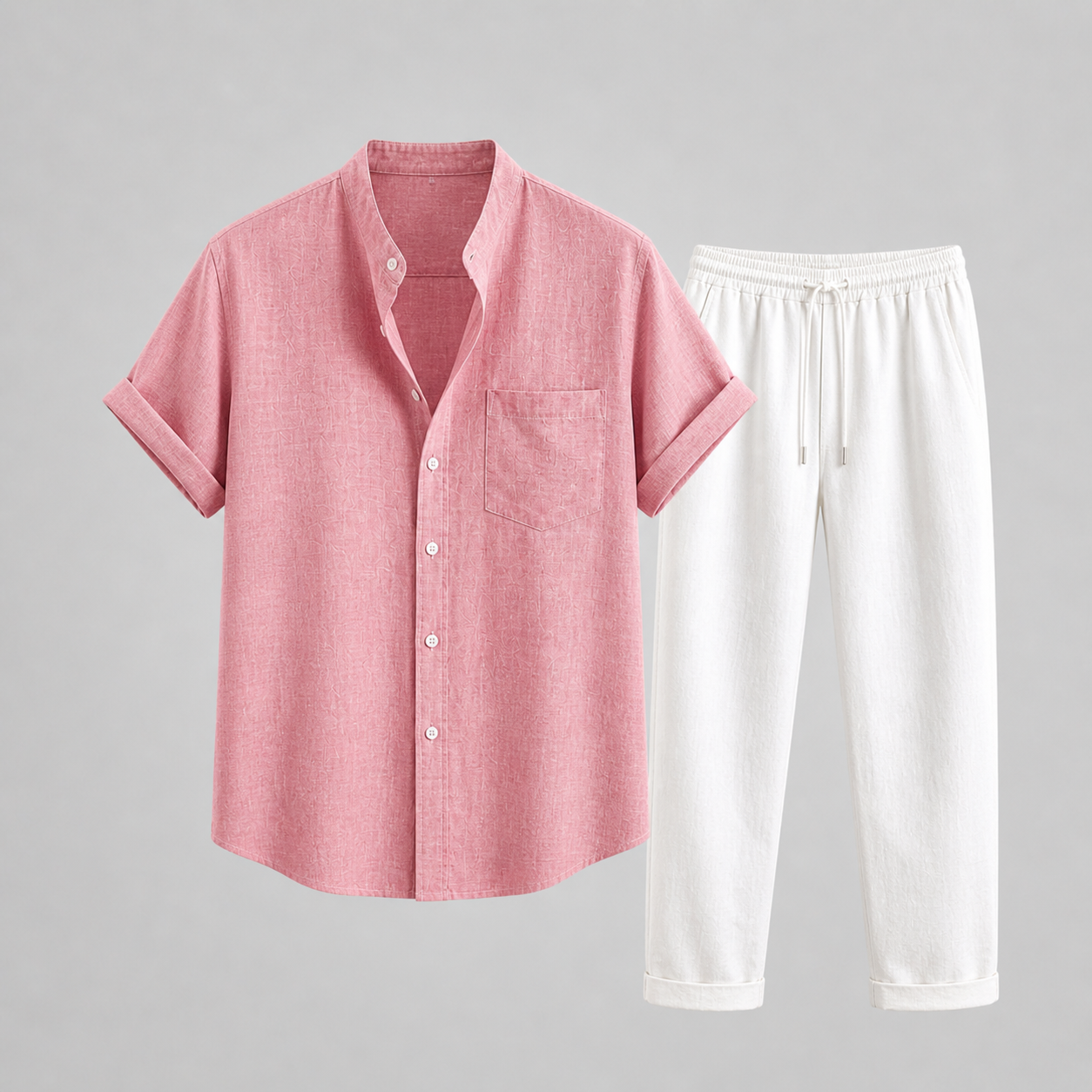 Set uomo in lino con camicia e pantaloni lunghi – set coordinato | Bella di Roma