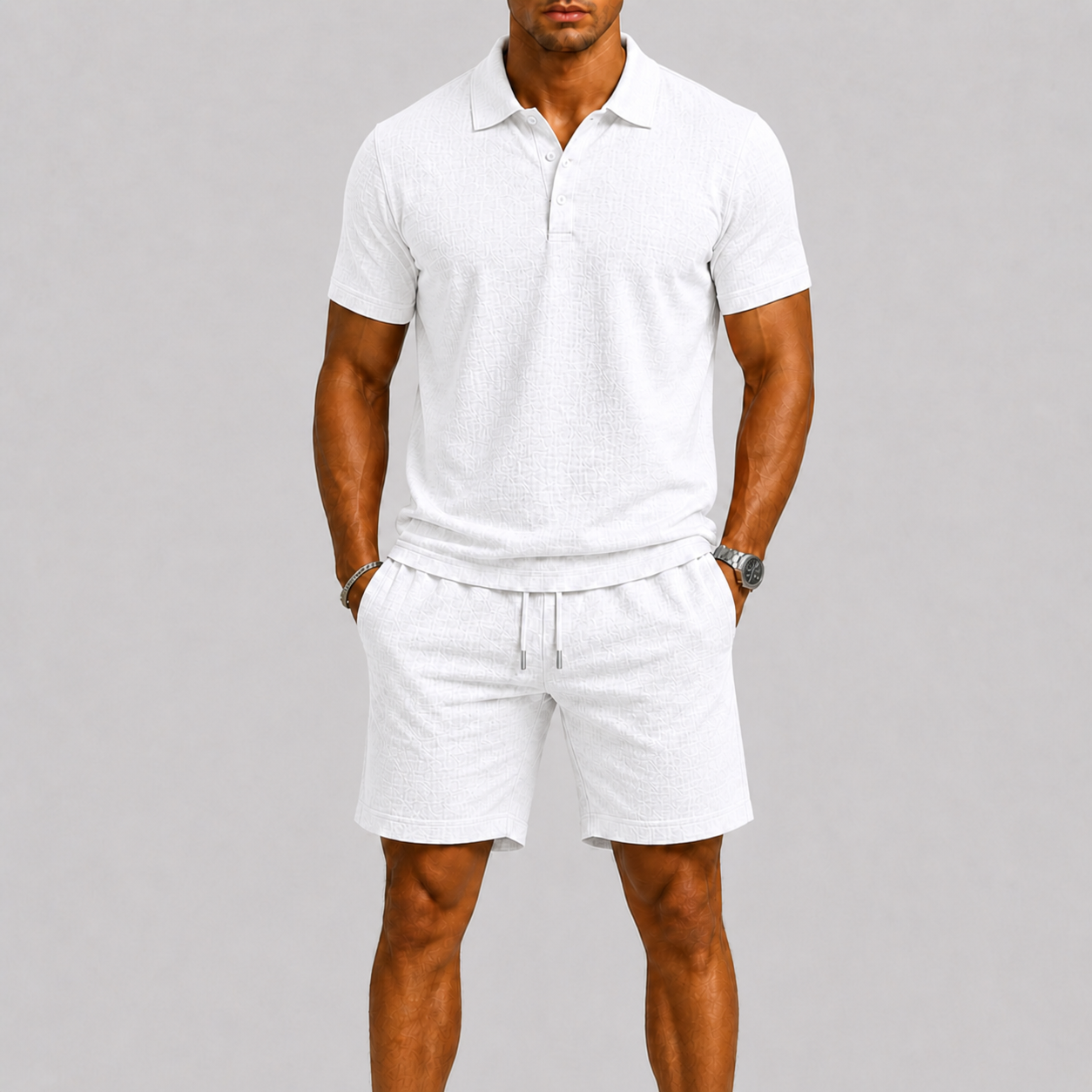 Set uomo in jacquard con pantaloni corti – variante di colore | Bella di Roma
