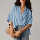 Blusa bianca elegante Bella di Roma – dettaglio taglio sartoriale