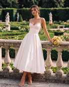 Abito midi Selene bianco satin tulle Bella di Roma – taglie XS-XL