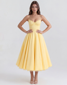 Abito Midi Selene Giallo Burro Satin Bella di Roma – retro