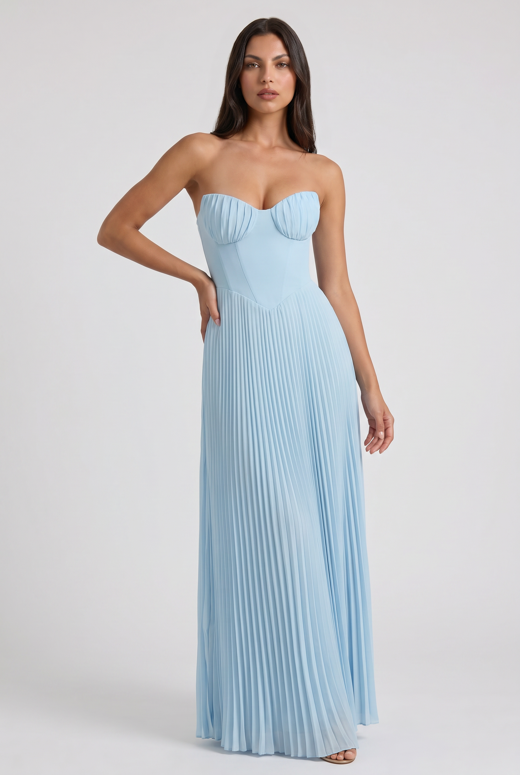 Abito maxi Siena blu baby Bella di Roma – vista frontale