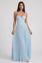 Abito maxi Siena blu baby Bella di Roma – silhouette celeste