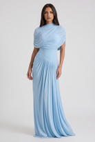 Abito maxi Camilla blu baby Bella di Roma – vista frontale celeste