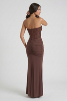 Abito maxi Gelsomino cioccolato Bella di Roma – taglie XS-XL