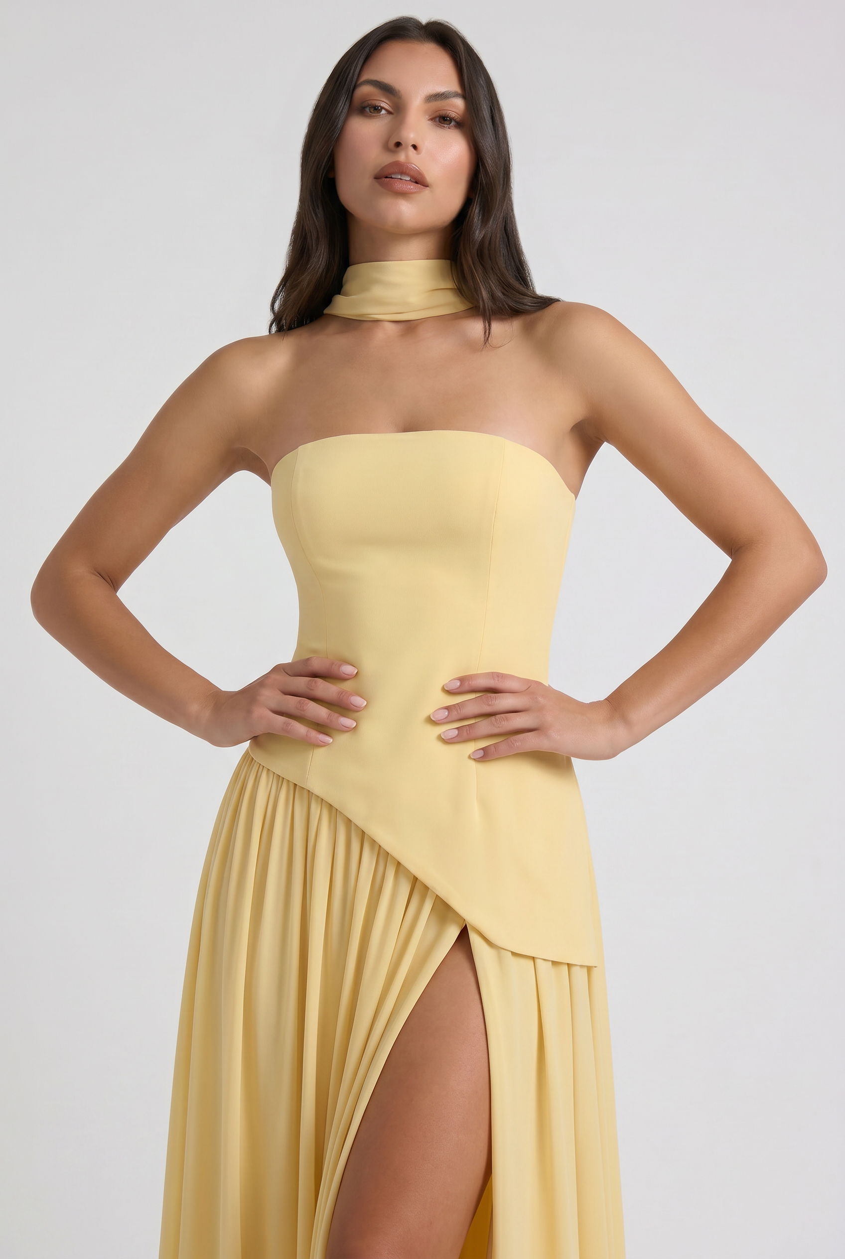 Abito maxi Serena giallo burro Bella di Roma – tessuto premium luminoso