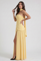 Abito maxi Serena giallo burro Bella di Roma – silhouette valorizzante