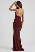 Abito maxi Ariel bordeaux strascico Bella di Roma – taglie XS-XL