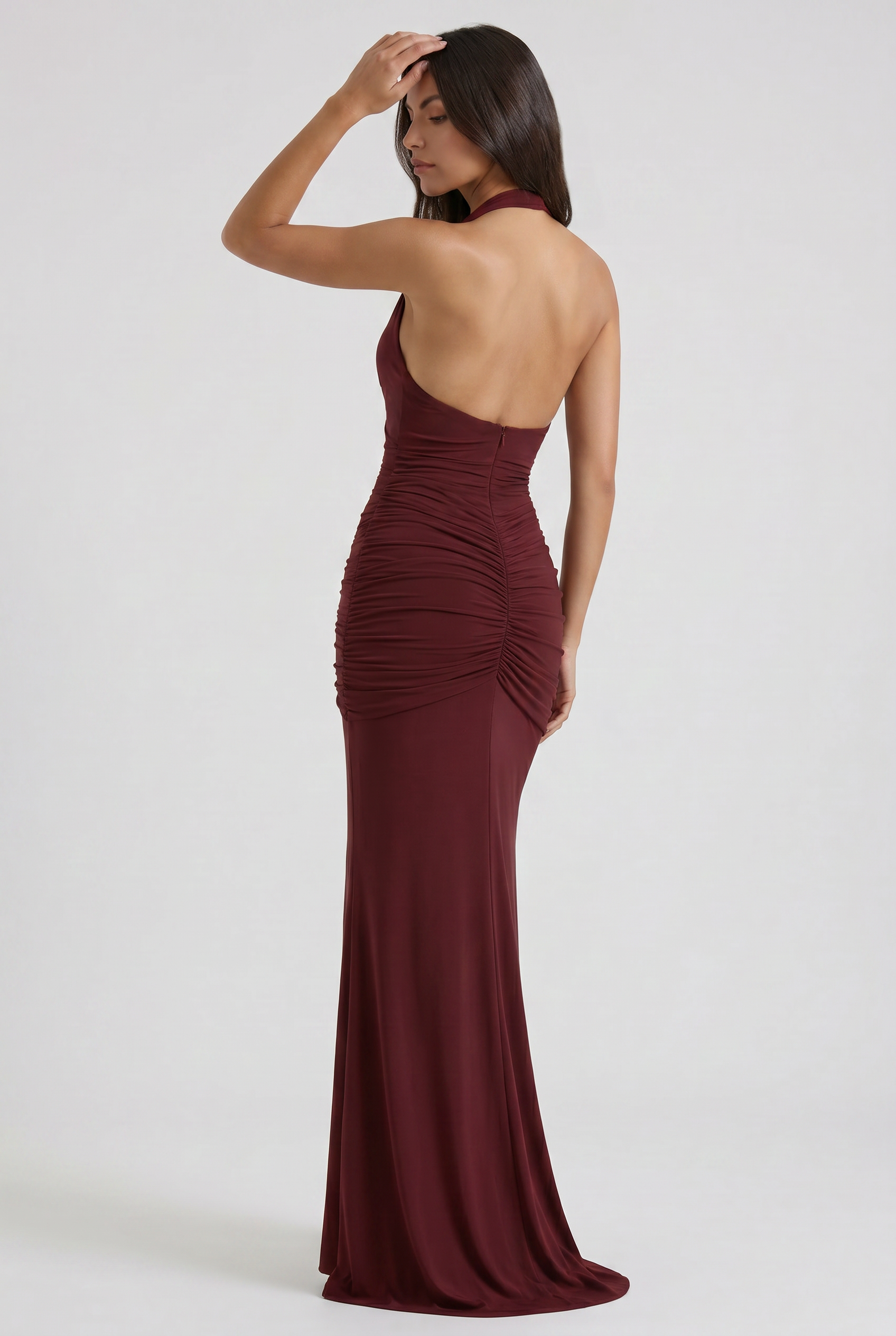 Abito maxi Ariel bordeaux strascico Bella di Roma – taglie XS-XL