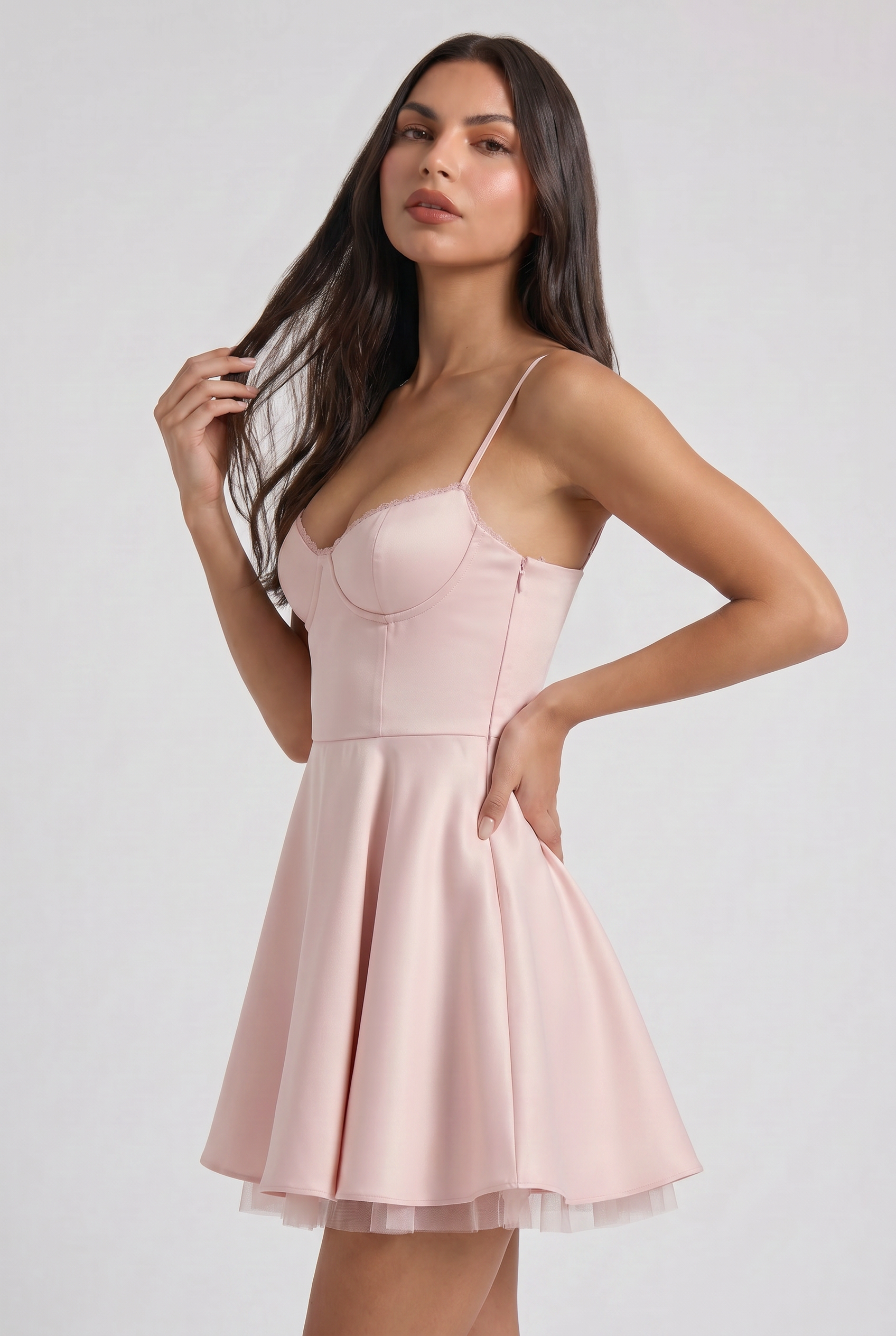 Abito Mini Selene Rosa Bella di Roma – laterale