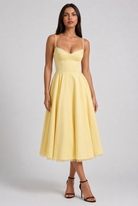 Abito Midi Selene Giallo Burro Satin Bella di Roma – vista frontale