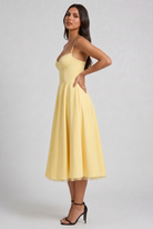Abito Midi Selene Giallo Burro Satin Bella di Roma – dettaglio