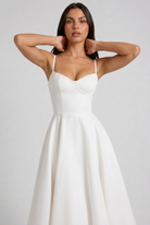 Abito Midi Selene Bianco Satin Bella di Roma – laterale