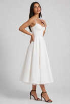 Abito Midi Selene Bianco Satin Bella di Roma – dettaglio