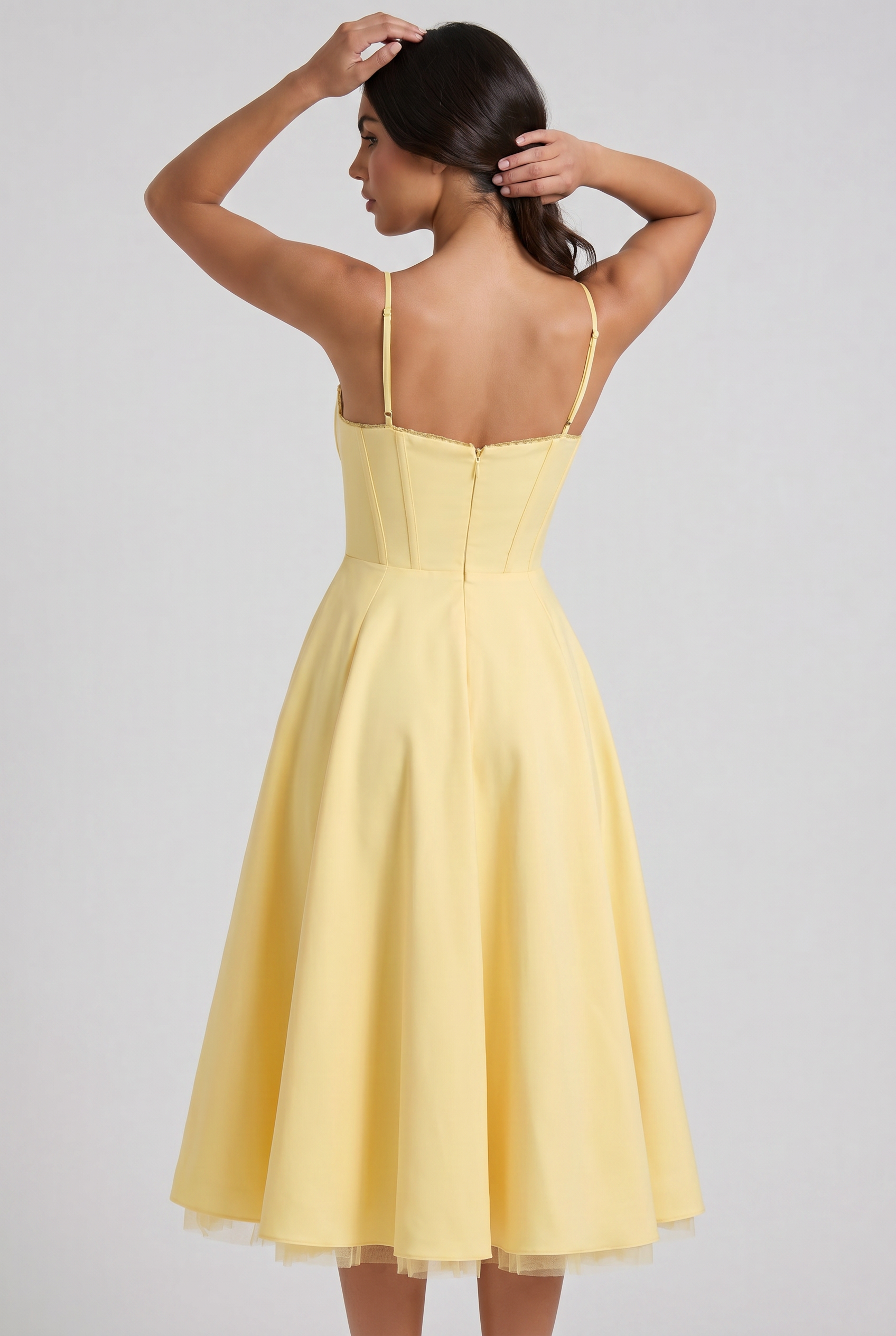 Abito Midi Selene Giallo Burro Satin Bella di Roma – laterale