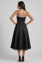 Abito Midi Selene Nero Satin Bella di Roma – laterale