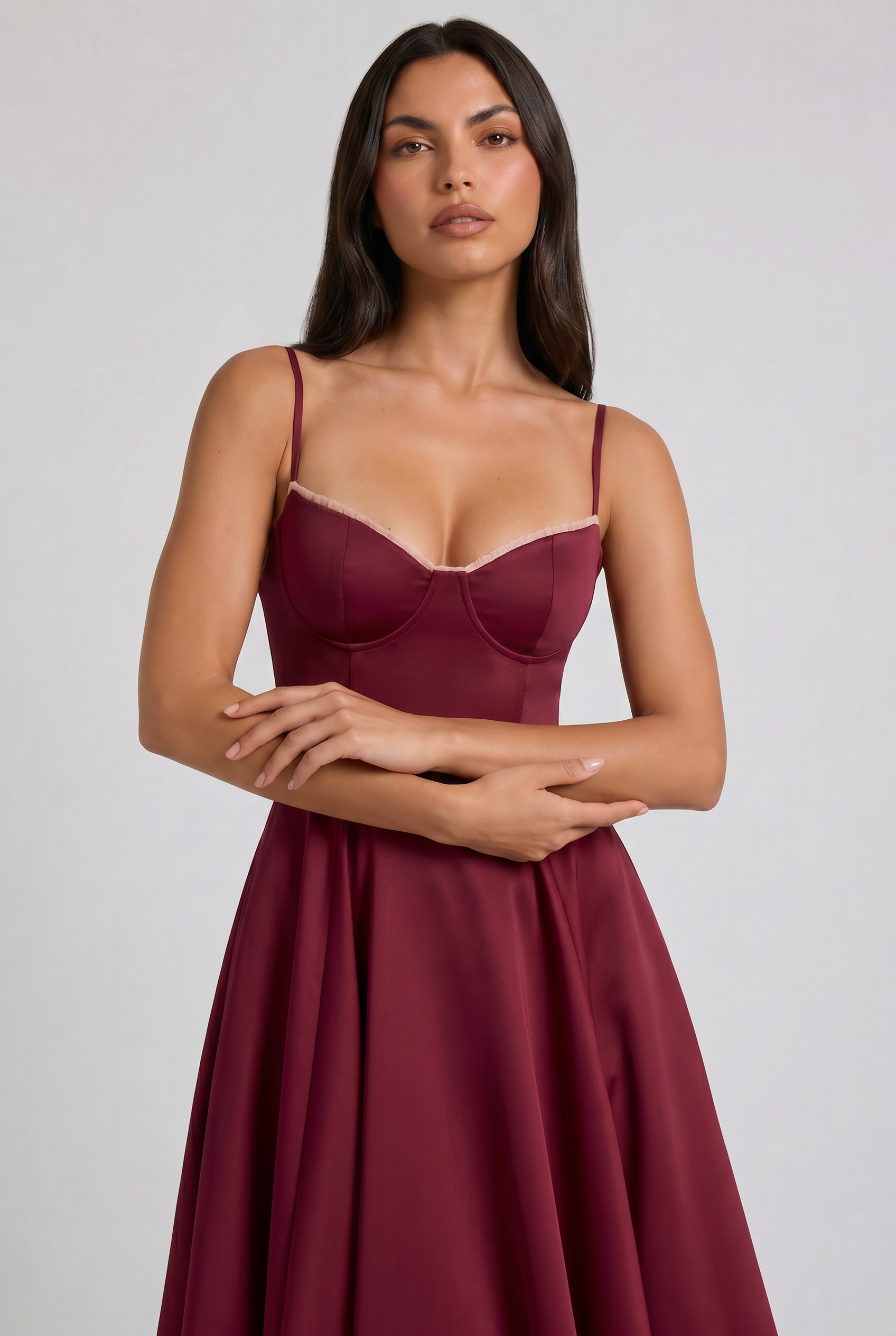 Abito Midi Selene Borgogna Satin Bella di Roma – retro