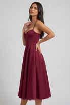 Abito Midi Selene Borgogna Satin Bella di Roma – dettaglio