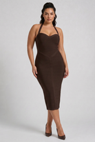 Abito midi Petra cioccolato Bella di Roma – taglie XS-XL