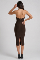 Abito midi Petra cioccolato Bella di Roma – look cerimonia autunnale