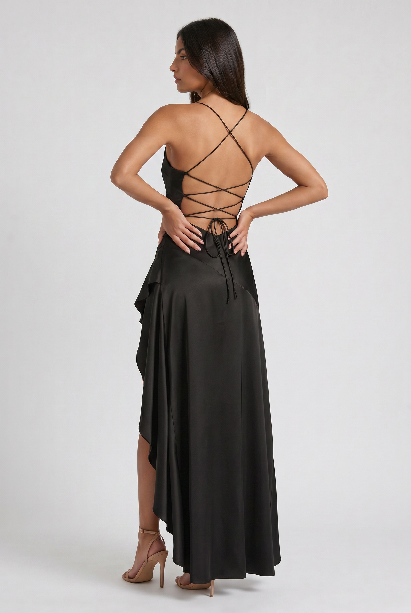 Abito maxi Samira satin bordeaux Bella di Roma – look matrimonio