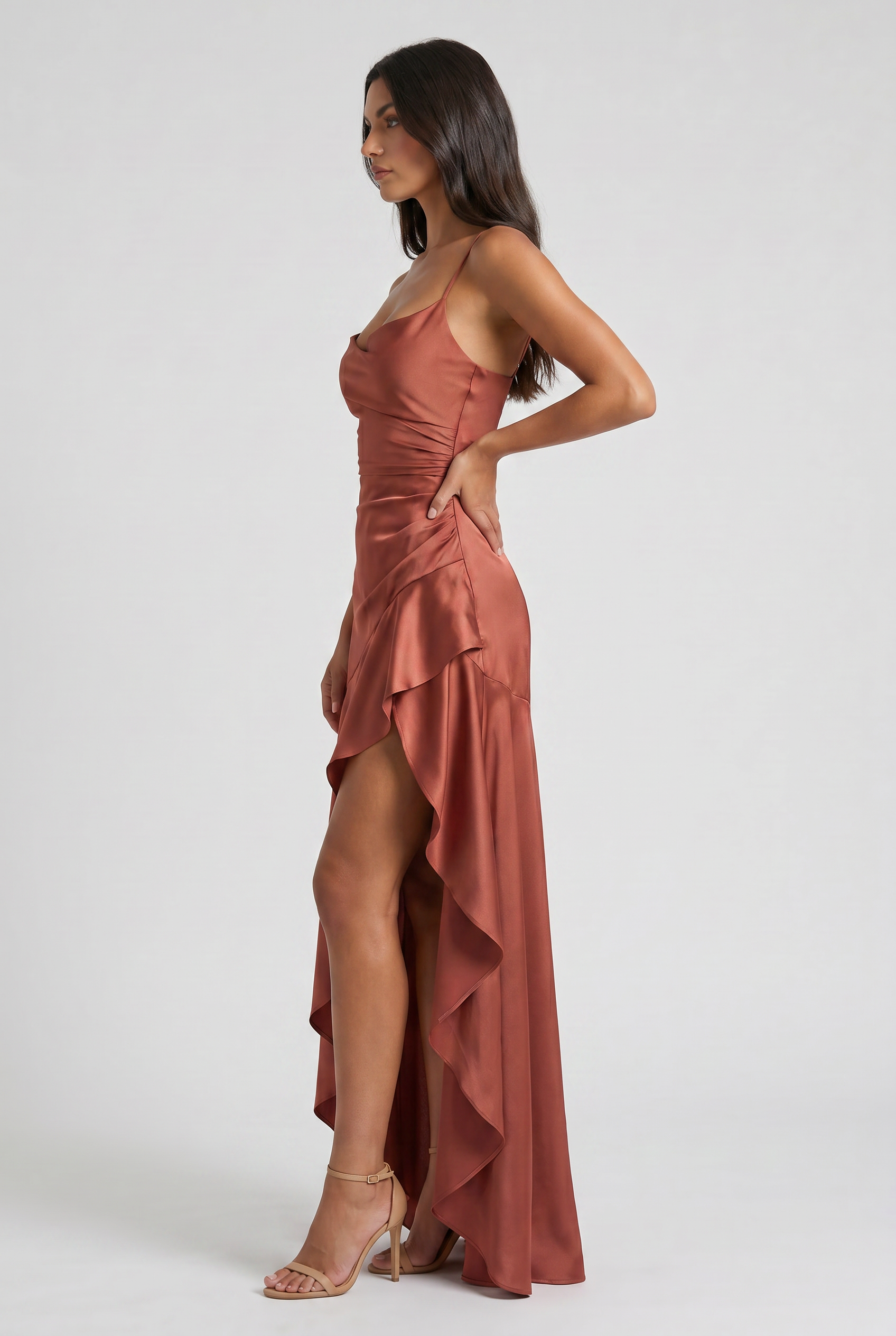 Abito maxi Samira bordeaux Bella di Roma – look formale