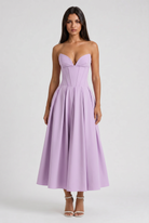 Abito Midi Amalfi Viola Bella di Roma – modella