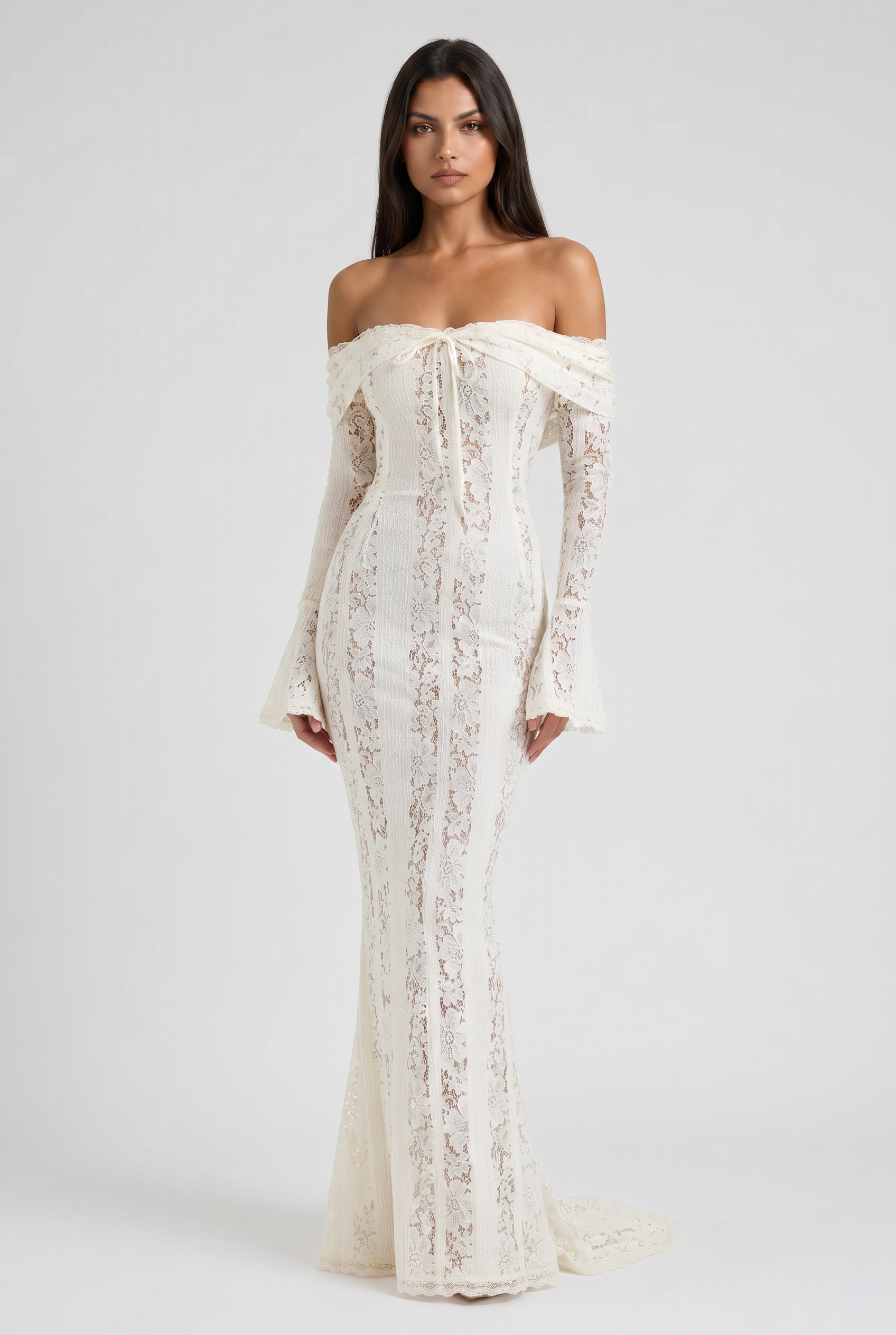 Abito maxi Alessandra bianco schiena scoperta Bella di Roma – gonna maxi fluida