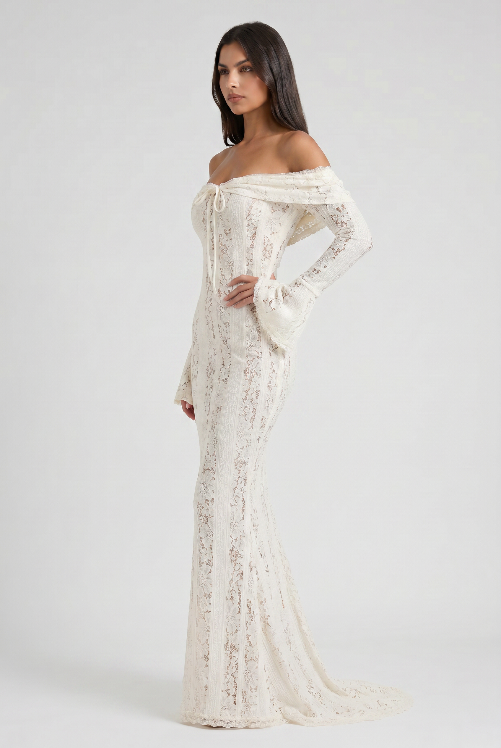 Abito maxi Alessandra bianco schiena scoperta Bella di Roma – taglie XS-XL