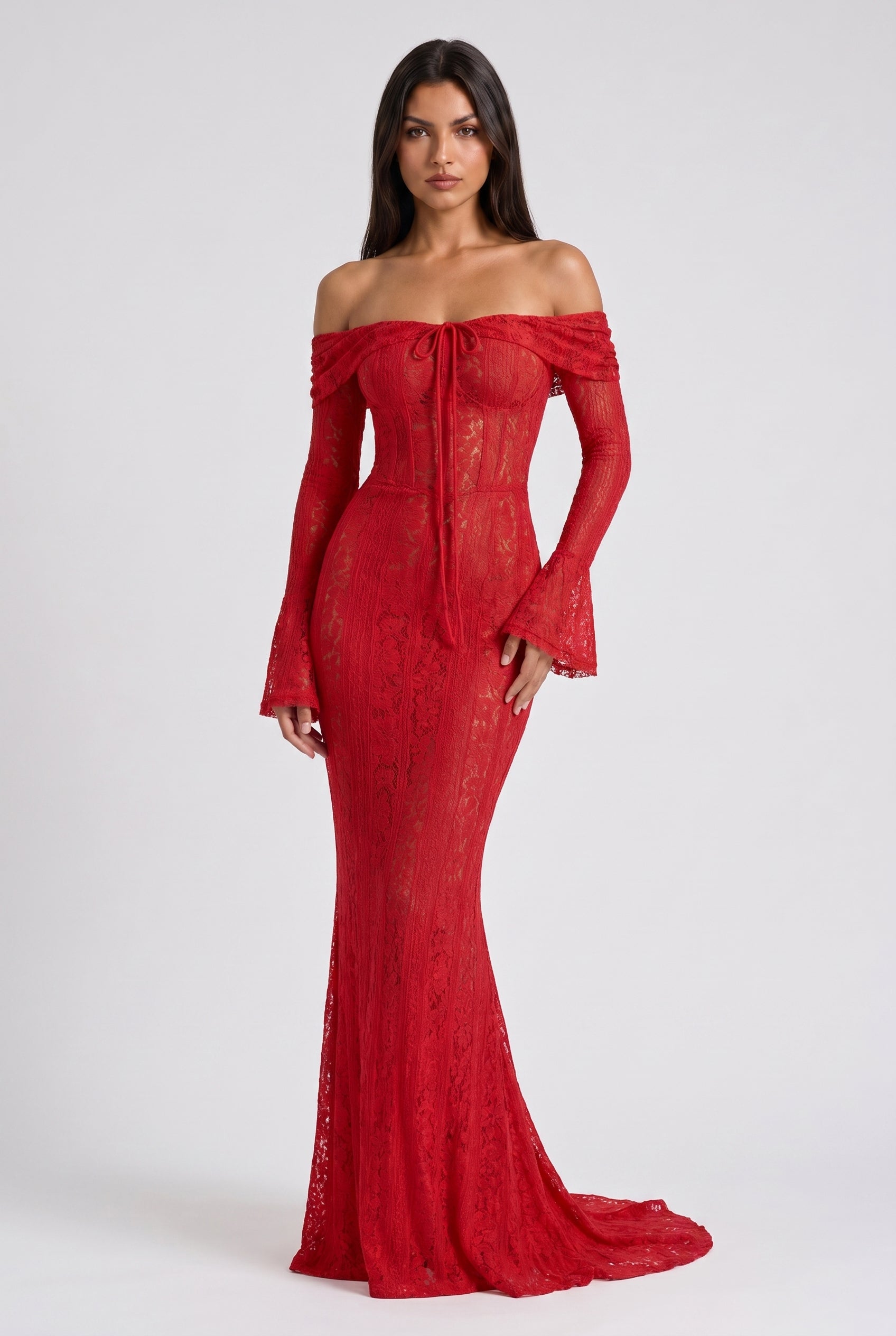 Abito maxi Alessandra rosso schiena scoperta Bella di Roma – taglie XS-XL