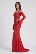 Abito maxi Alessandra rosso schiena scoperta Bella di Roma – gonna maxi fluida