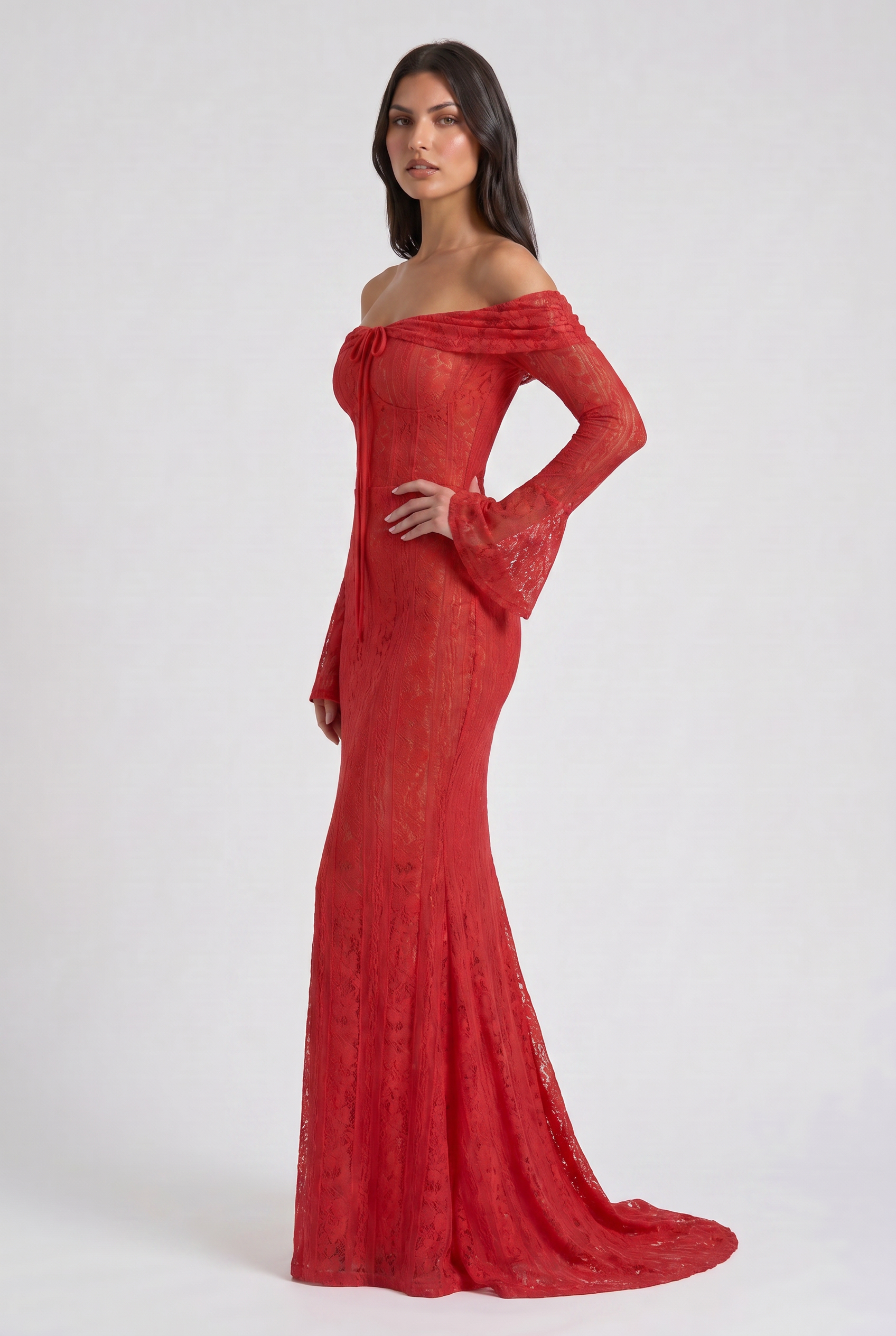 Abito maxi Alessandra rosso schiena scoperta Bella di Roma – gonna maxi fluida