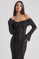 Abito maxi Alessandra nero schiena scoperta Bella di Roma – schiena decorata