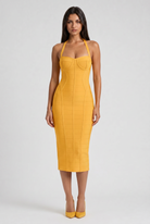 Abito midi Cleopatra bandage verde oro Bella di Roma – look serata glamour