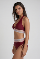 Bikini modellante Raya bordeaux Bella di Roma – design vita alta