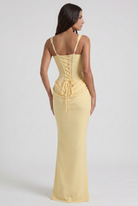 Abito maxi Éléonora satin onice Bella di Roma – gonna maxi drappeggiata