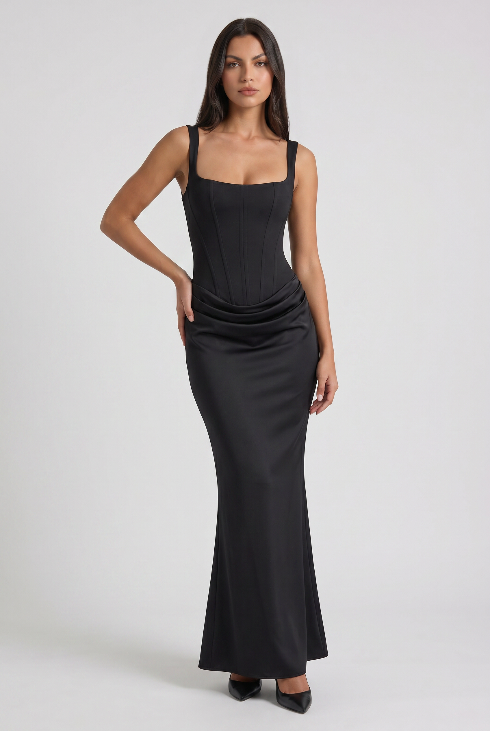 Abito maxi Éléonora satin Bella di Roma – tessuto satin pregiato