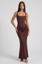 Abito maxi Éléonora satin bianco Bella di Roma – vista frontale