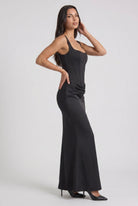 Abito maxi Éléonora satin onice Bella di Roma – look gala